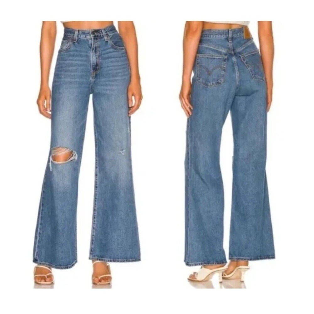 NEW Levi's Women High Rise Loose Flare Leg Blue Jeans Size 26 X 32